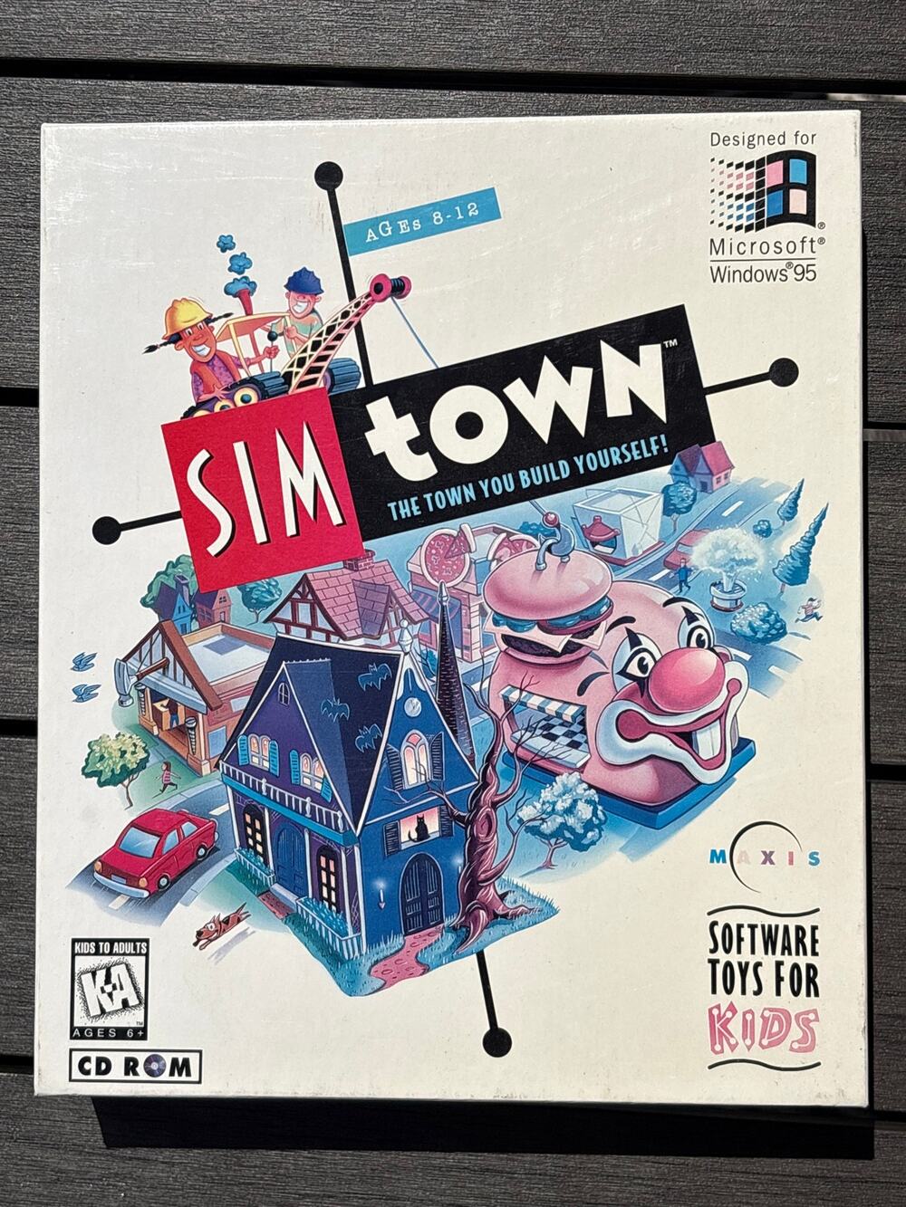 Sim Town Maxis Big Box PC Game Made, Windows 95/98, 1995 CD-ROM rare Vtg